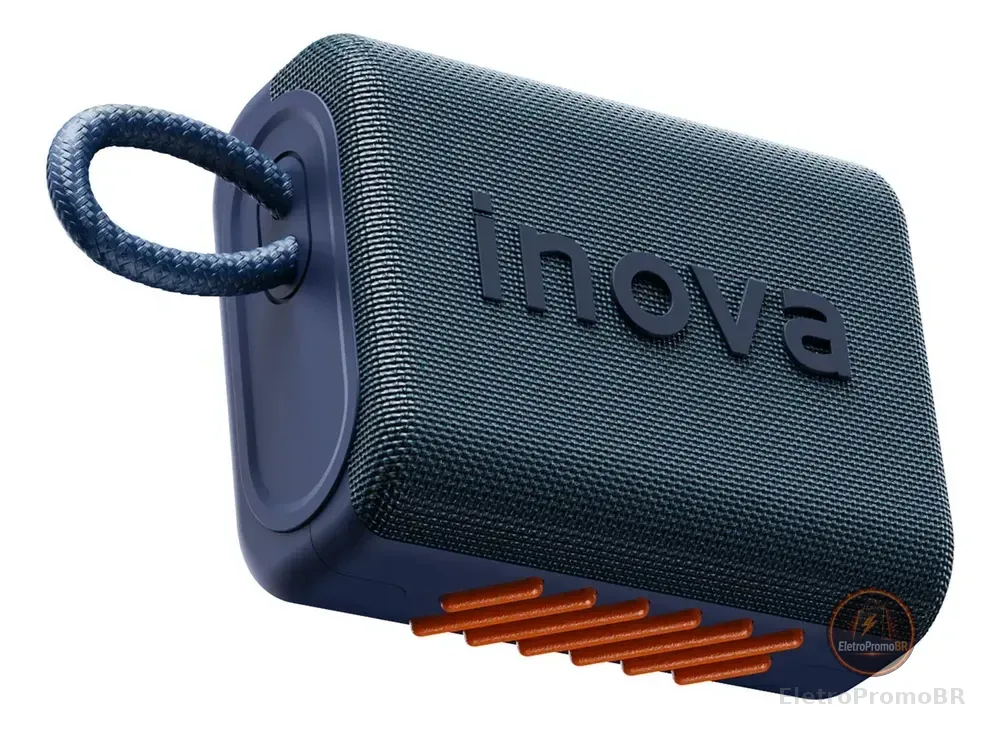 Inova Caixa De Som Mini Bluetooth Tws Grave Potent Com Radio - Azul