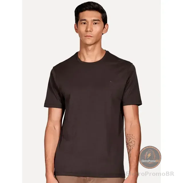 Camiseta Aramis Masculina Basic Lisa Mono Icon Marrom Escuro