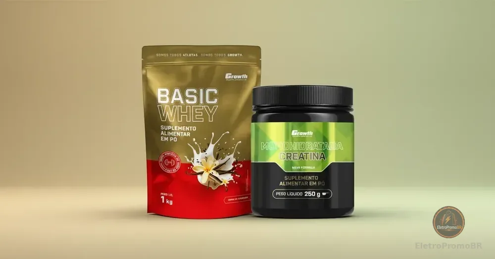 Kit Growth: Whey Protein Basic Baunilha 1kg + Creatina Monohidratada 250g