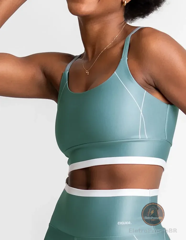 Top Alcinha Academia Feminino Fitness Alta Sustentação Verde Liso P