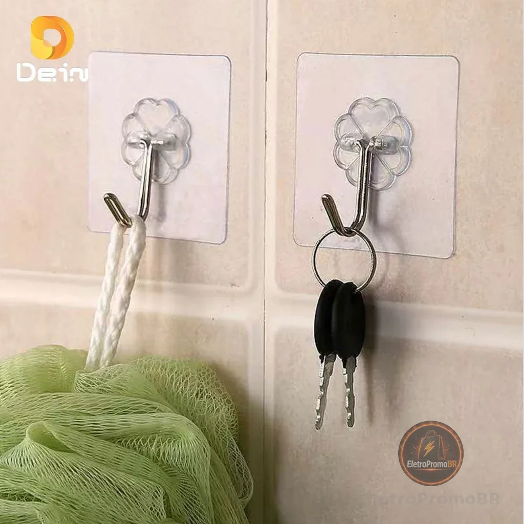Ganchos Adesivos Parede Multi Funcional Autocolante Casa Cozinha Banheiro Organizado Transparente