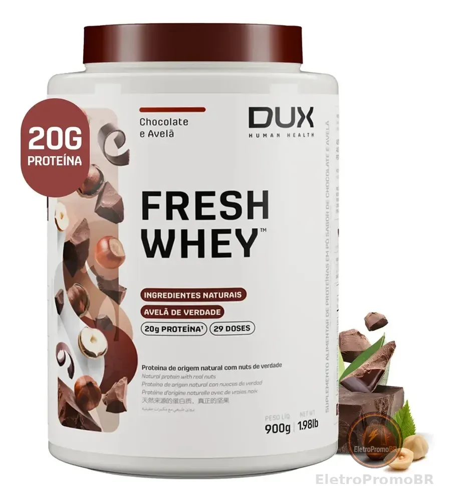 Fresh Whey DUX 900g Chocolate Belga e Avelã Pote Natural