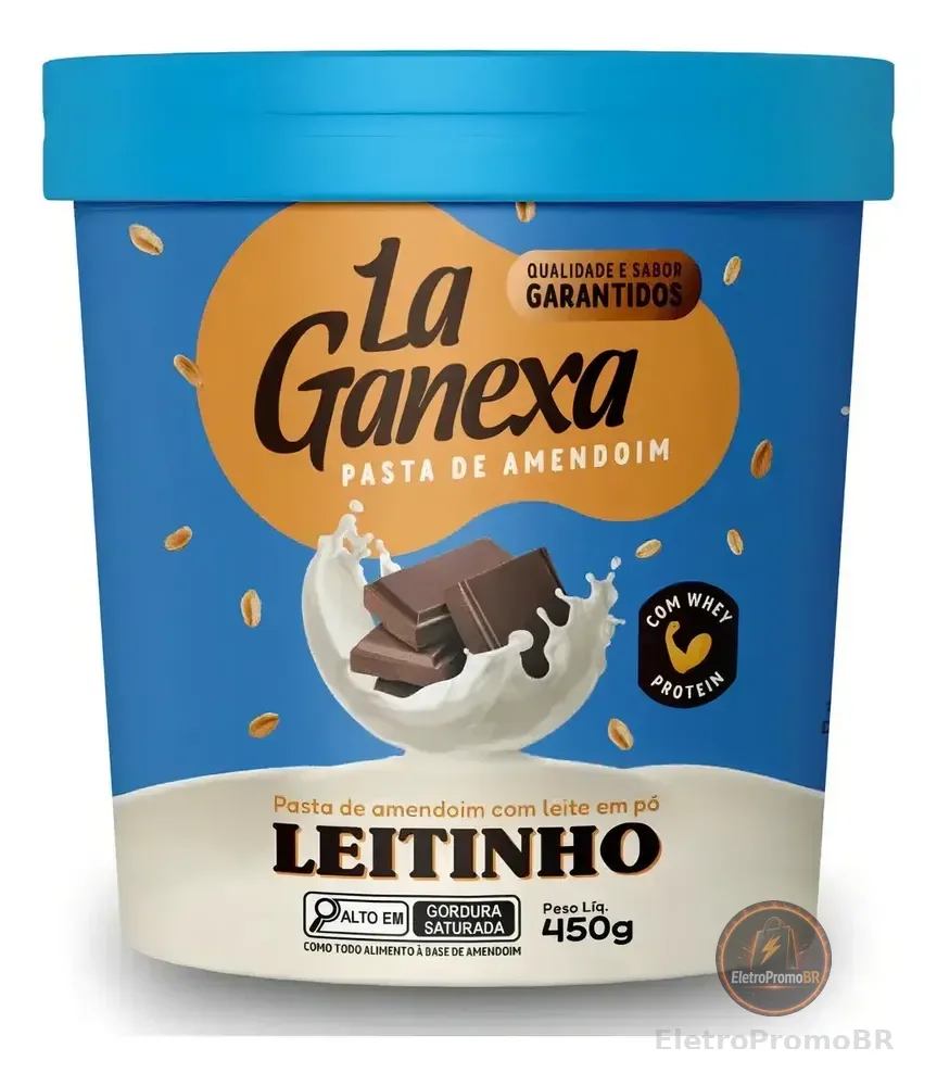 Pasta De Amendoim La Ganexa com Whey Protein Zero Açúcar Pote 450g Sabor Leitinho