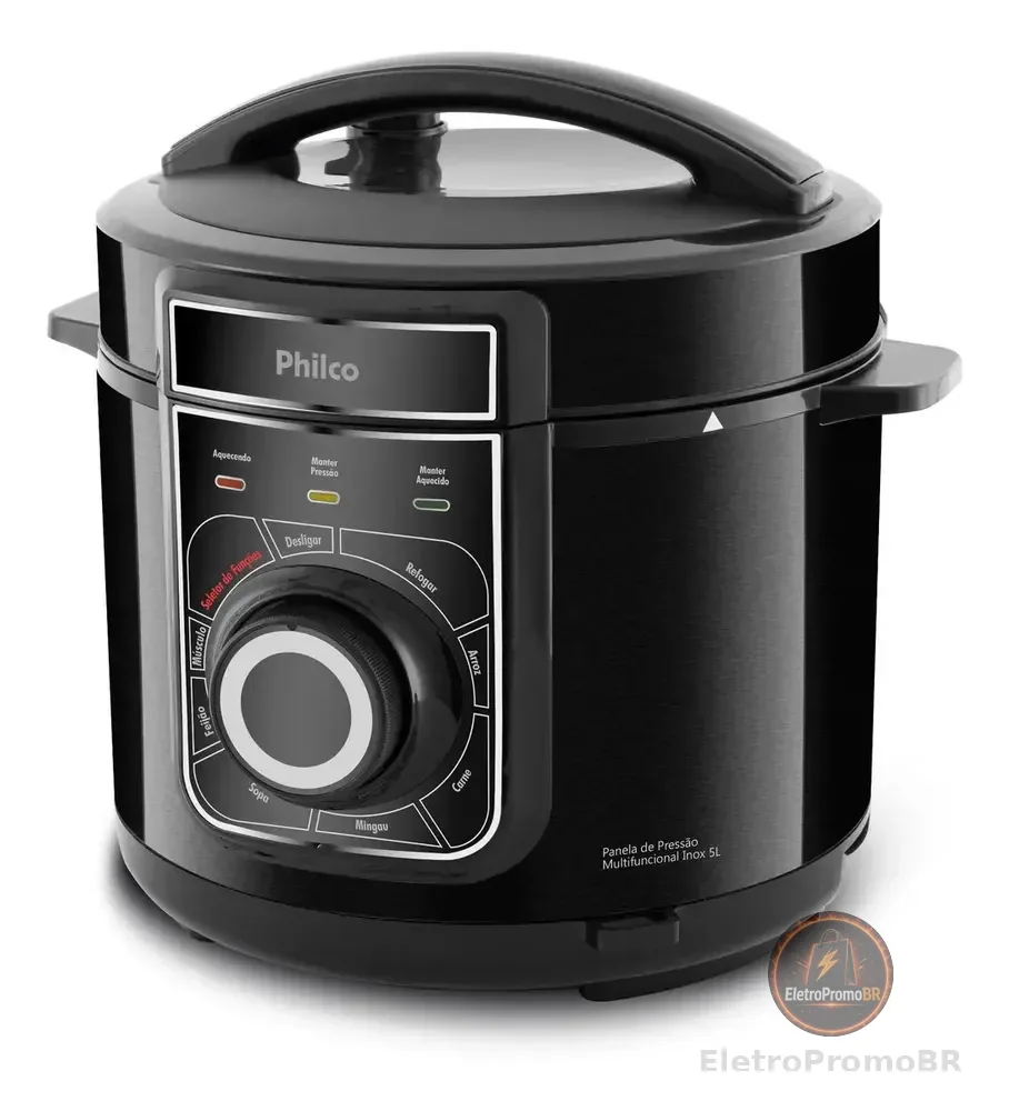 Panela De Pressão Philco Ppp02pi Inox Multifuncional 5l Cor Preto