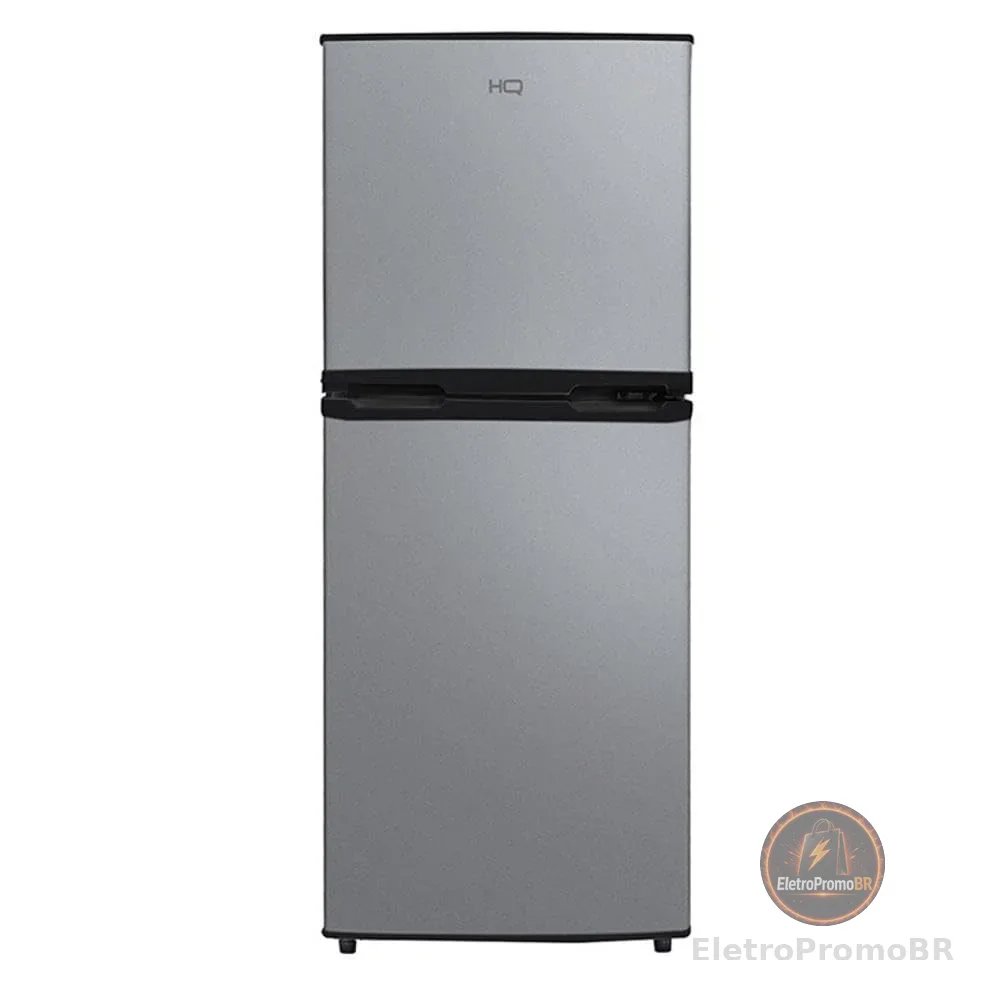 Geladeira Refrigerador Compacto HQ 140L Duplex Defrost, Baixo Consumo A+++ Preto/Cinza HQ-140RDF (220, Volts)