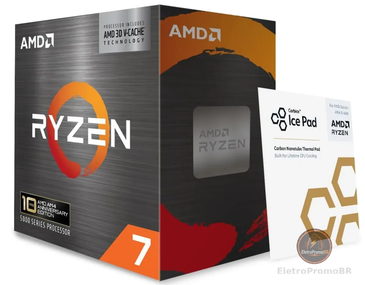 AMD Processador Ryzen 7 5800X3D de 8 núcleos e 16 threads para desktop com tecnologia AMD 3D V-Cache