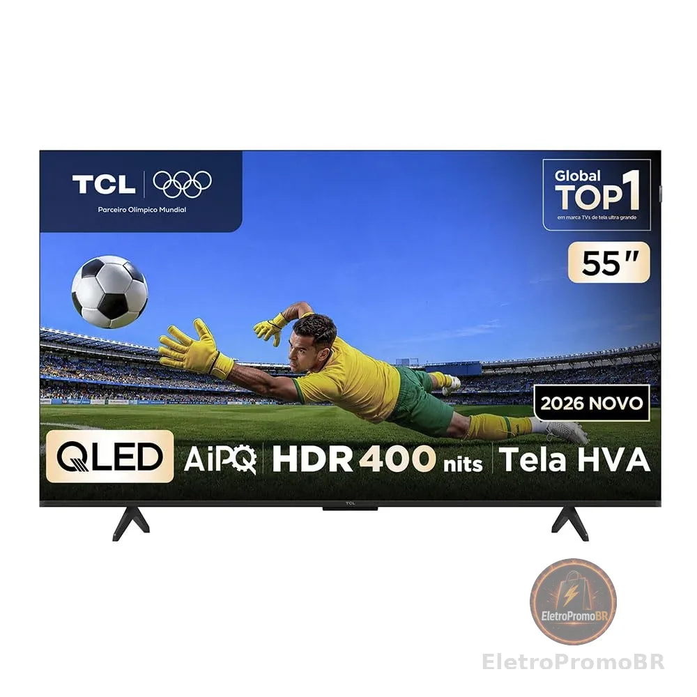 Smart TV TCL 55 Polegadas QLED 4K P7L WiFi Bluetooth Google TV HDR10+ 120 Hz VRR AIPQ 55P7L