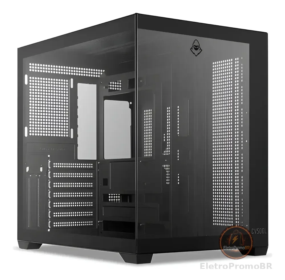 Gabinete Gamer Mancer CV500L Preto Mid-Tower com Vidro Temperado e USB-C
