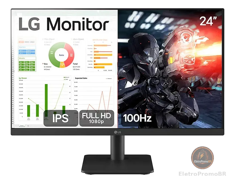 Monitor Gamer LG 24MS500-B 24ms Ips Fullhd 100hz Ajuste de Inclinação Negro