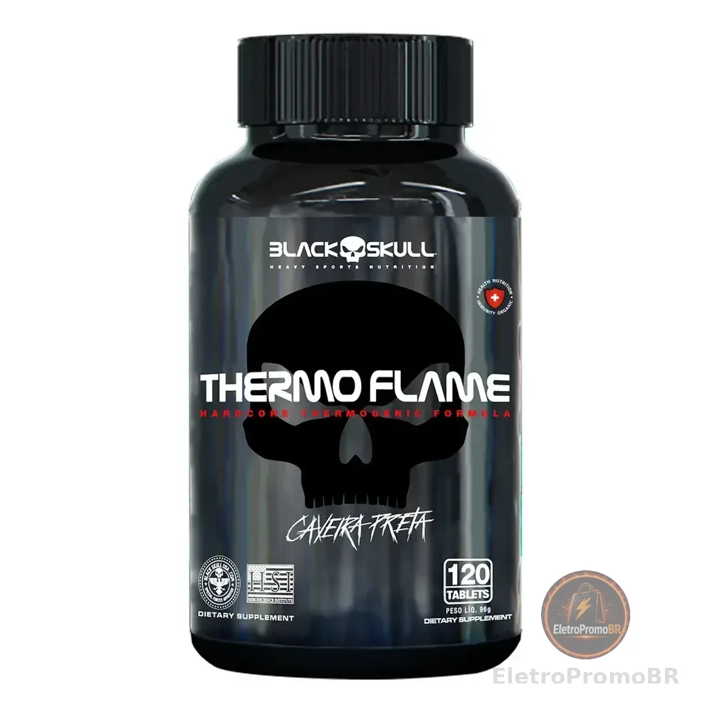 Termogênico Em Cápsula Black Skull Thermoflame Em Pote De 96g 120 Caps Sem Sabor