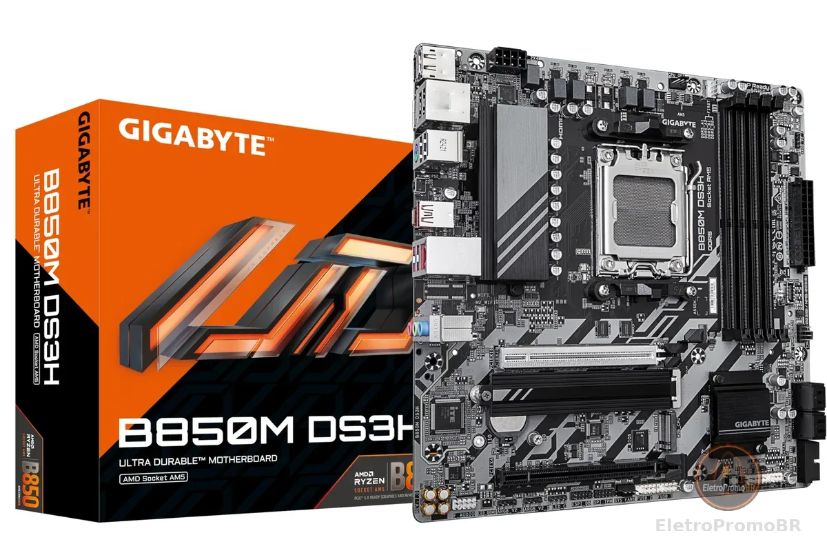 Placa Mãe Gigabyte B850M DS3H (AM5/4xDDR5/HDMI/DP/M.2/USB 3.2)