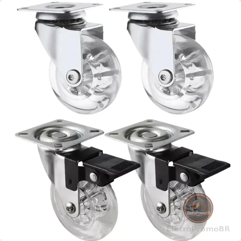 Kit 4 Rodízio Giratório Gel Silicone Rodinha Móveis 50mm - Compra Segura Ekom
