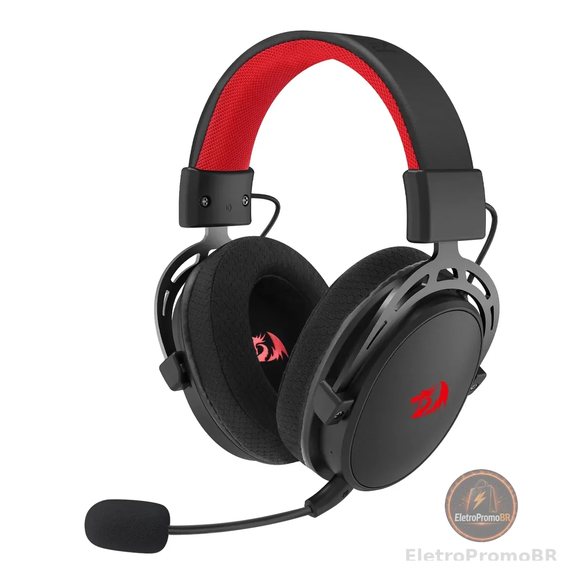 Headset Gamer Redragon Cragblade Pro Preto Sem Fio Bluetooth, USB 2.4GHz USB, 3.5mm Drivers 50mm Microfone Duplo 7.1 Surround Virtual PC, PS3, PS4, PS5, XBox One, Switch