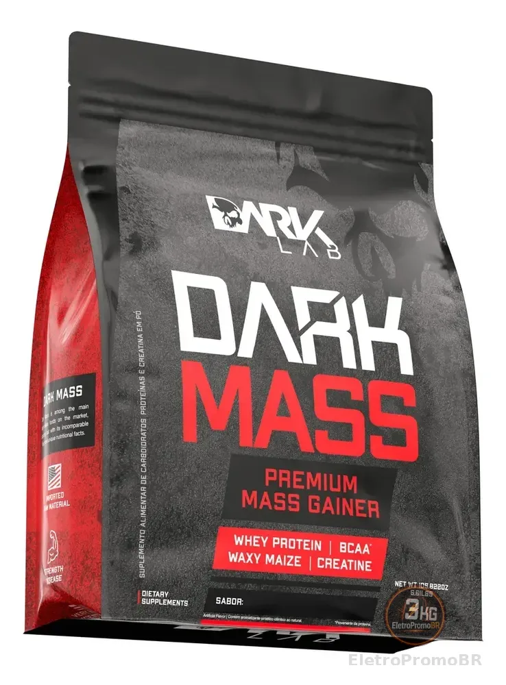 Hipercalórico Dark Mass 3kg Chocolate Branco c/ Morango Dark Lab