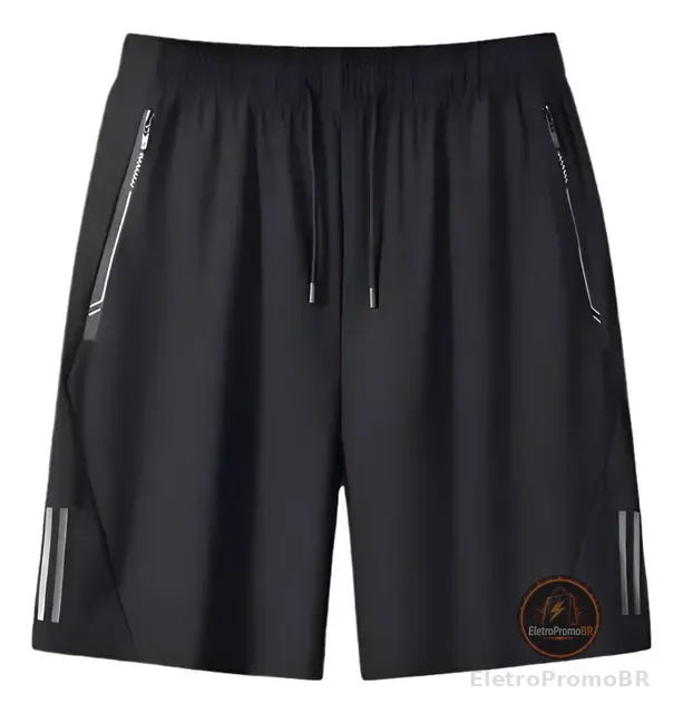 Short Masculino Bermuda 2 Bolsos Zíper Secagem Rápida Fina