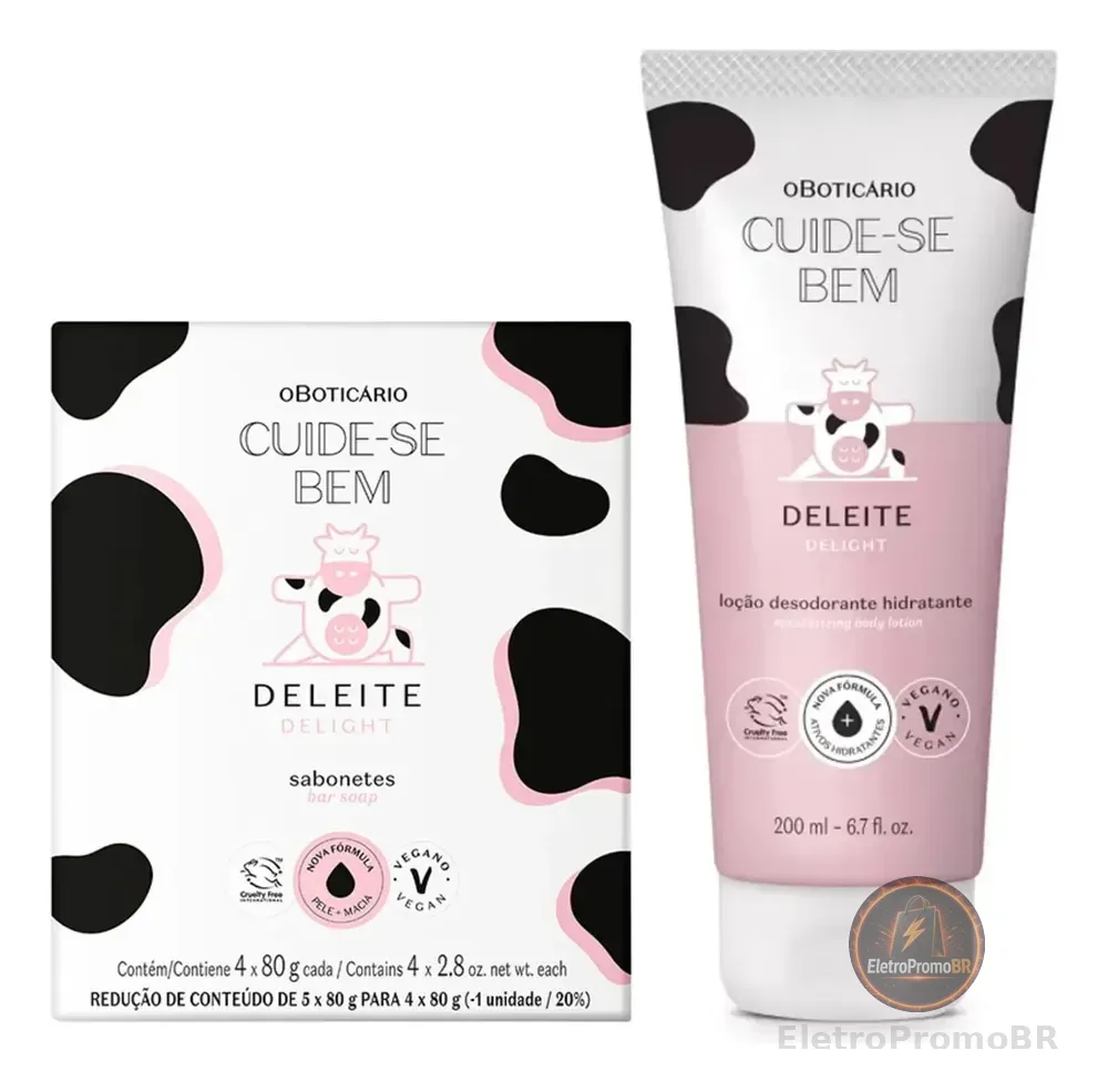 Combo Cuide-bem Deleite: Loção Corporal 200ml + Sabonete Em