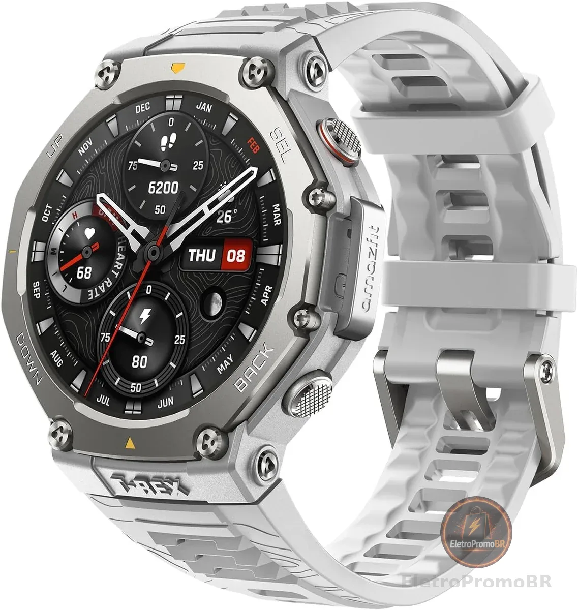Relógio inteligente T-Rex 3 with 48mm, GPS (with Privacy), Mapas Offline, Long Battery Life,328 Feet Water-Resistant, 170 Modos Fitness/Sport, AI, Voice Control, para Android ou iOS (Trex 3 Grey)
