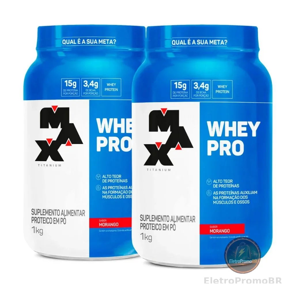 Kit 2 Whey Pro Max Titanium Protein Pro Com Bcaa E Aminoácidos 1kg