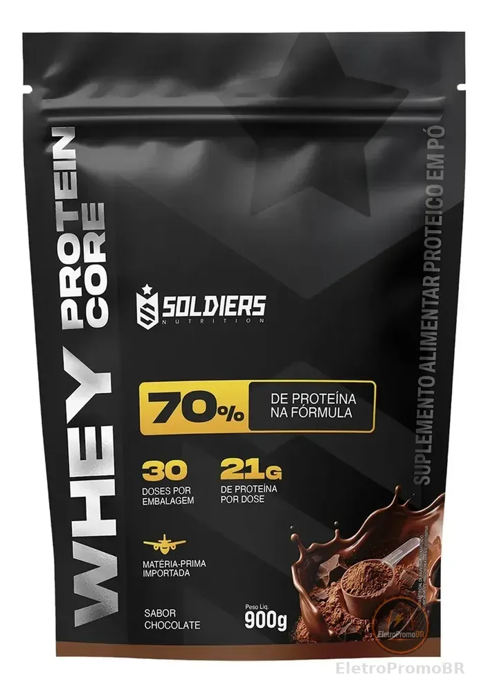 Whey Core 70% de Proteina Concentrada - Chocolate 900g - Soldiers Nutrition