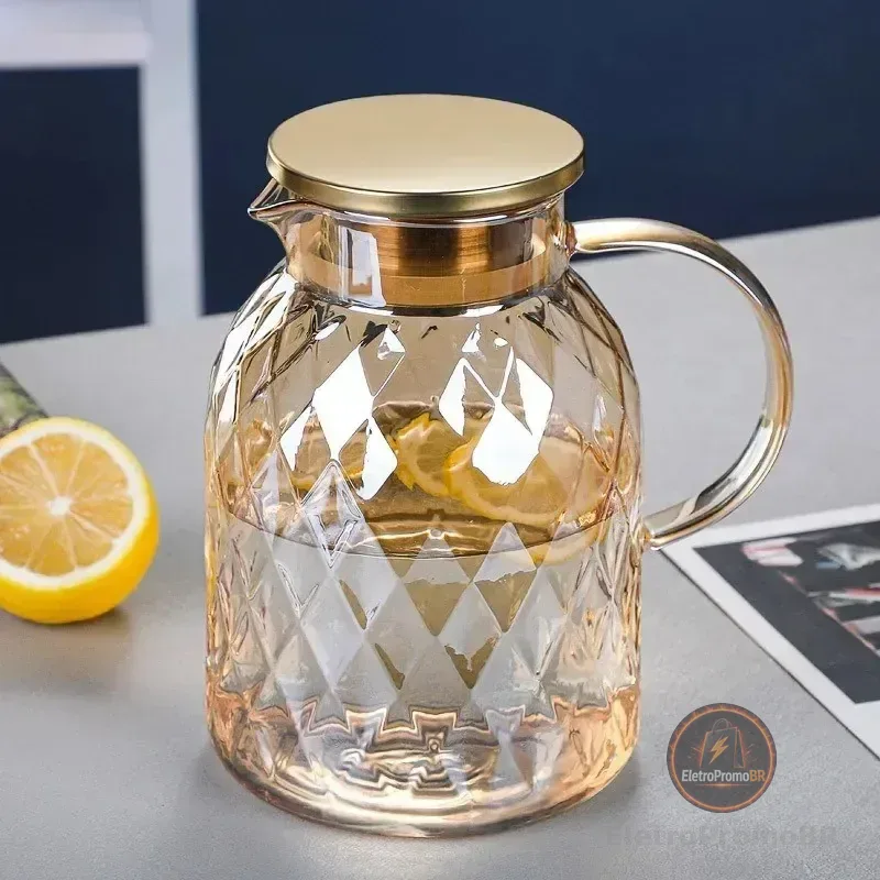Jarra De Vidro 1,8l Âmbar Diamond Com Tampa De Inox Borossilicato
