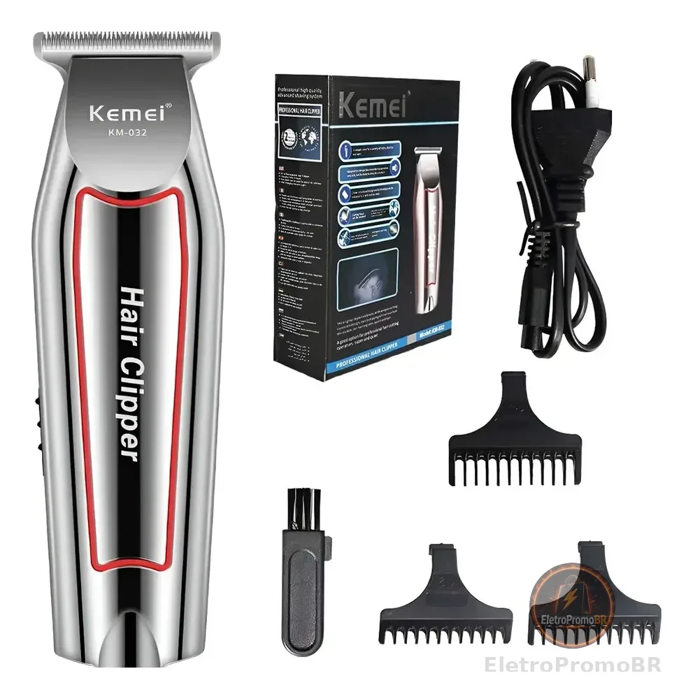 Máquina Acabamento Kemei KM-032 Barba Cabelo Bivolt
