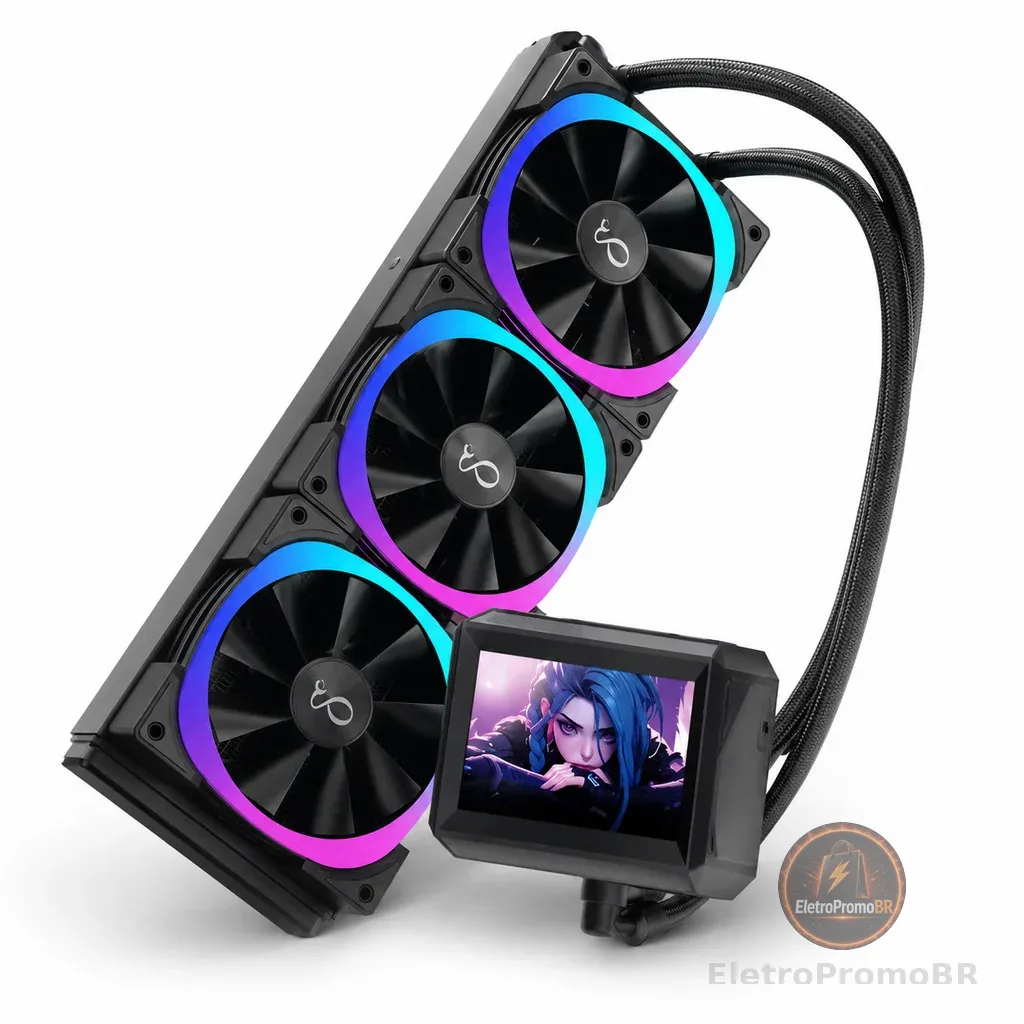 Water Cooler 360mm RGB LCD 3 Fans ARGB Refrigeração Líquida PC Gamer DELTA-CW360LCD