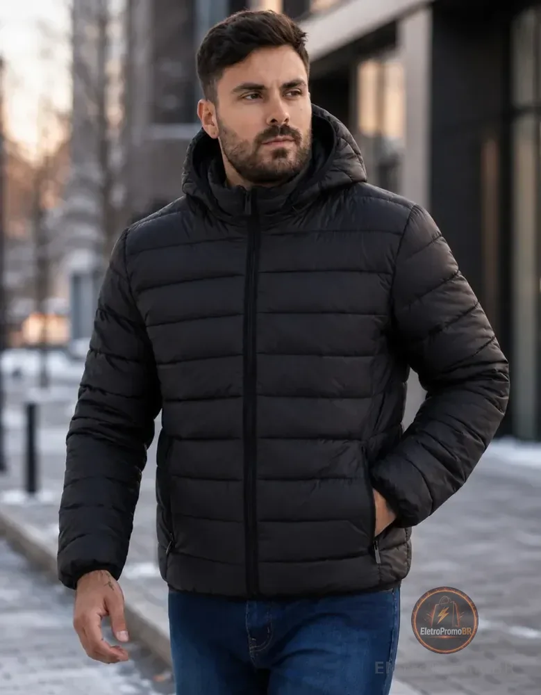 Jaqueta Masculina Bobojaco Puffer Inverno Frio Qualidade Preto G