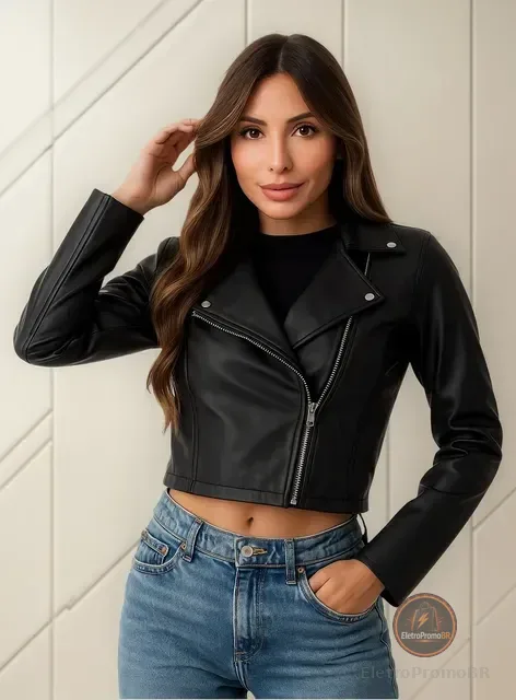 Jaqueta Feminina Courinho Com Zíper Gola Polo