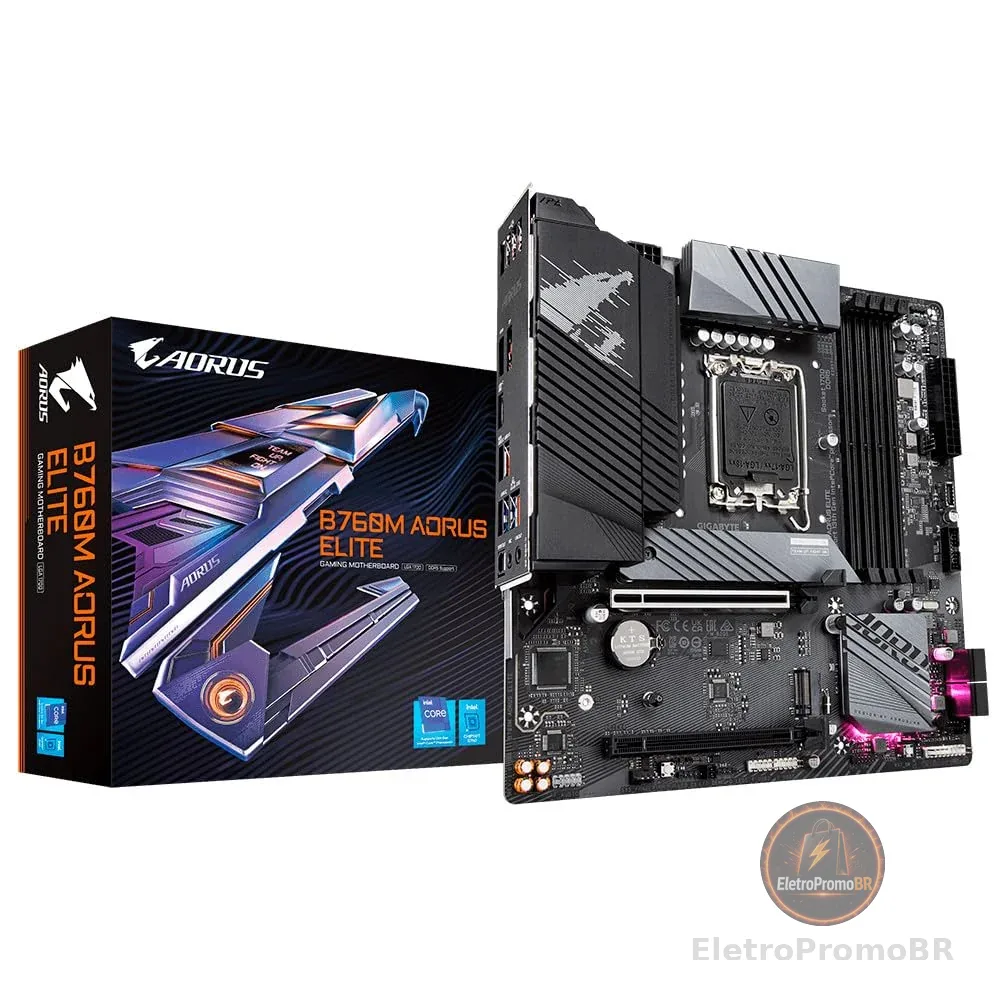 Placa mãe LGA 1700 - Gigabyte B760M Aorus Elite DDR5 (Micro ATX)