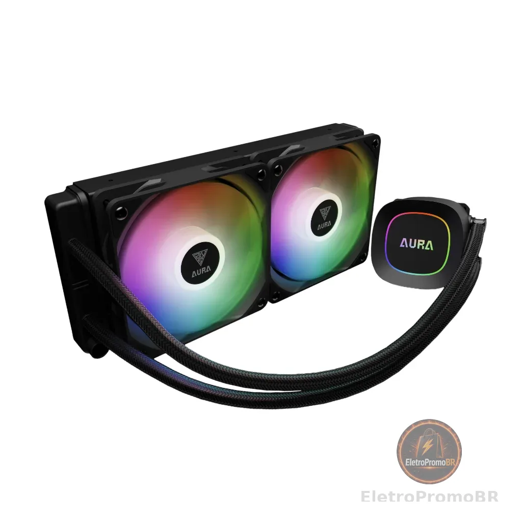 Water Cooler Gamdias Aura GL240 Lite Preto ARGB AMD AM5 Intel LGA 1851