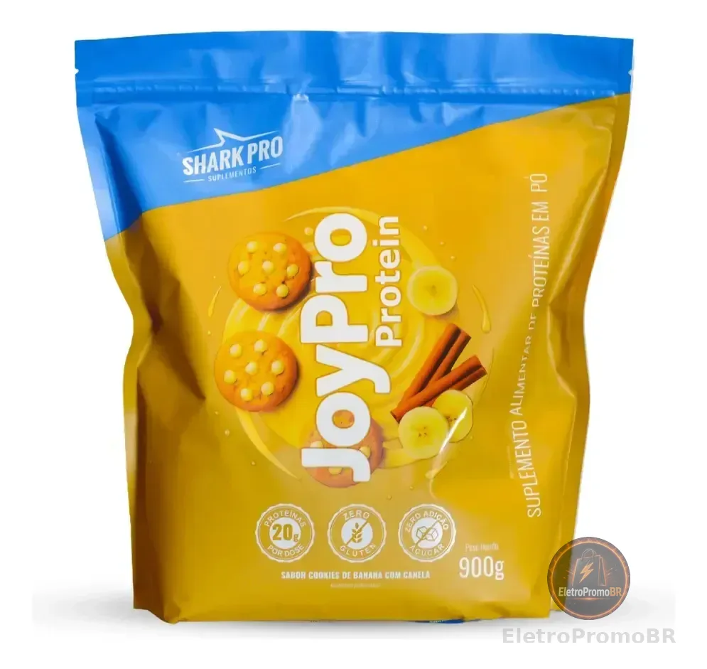 Whey Refil Joypro Shark Pro Proteína Soro Leite 900g Cookies C/ Banana E Canela