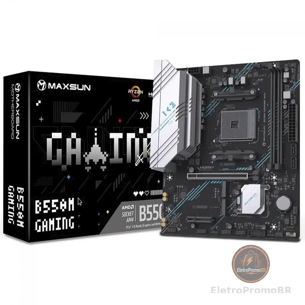 Placa Mãe MAXSUN MS-B550M Gaming WIFI, Chipset B550, AMD AM4, mATX, DDR4