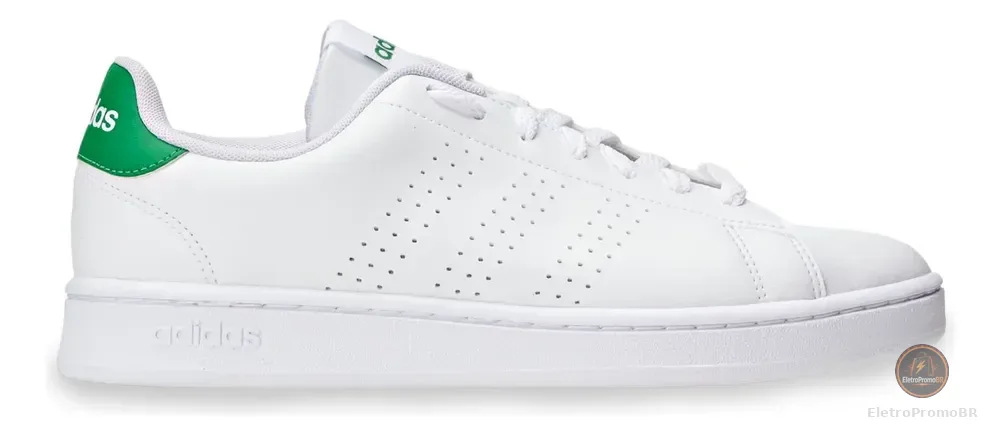 Tênis Masculino E Feminino Advantage 2.0 adidas Branco Nuvem E Verde Liso 40 Br