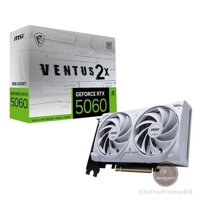 Placa de Vídeo MSI GeForce RTX 5060 Ventus 2X OC White, 8GB GDDR7, 912-V537-018