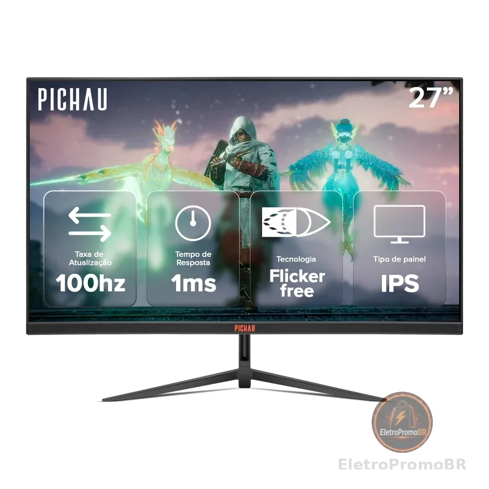 Monitor Gamer Pichau Athen V3S, 27 Pol, IPS, FHD, 1ms, 100Hz, HDMI/VGA, PG-ATH27V3S-BL02
