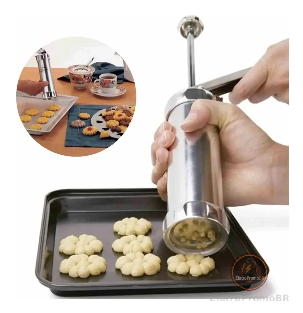 Máquina Modeladora De Biscoito Inox 20 Formas 4 Bicos Prata