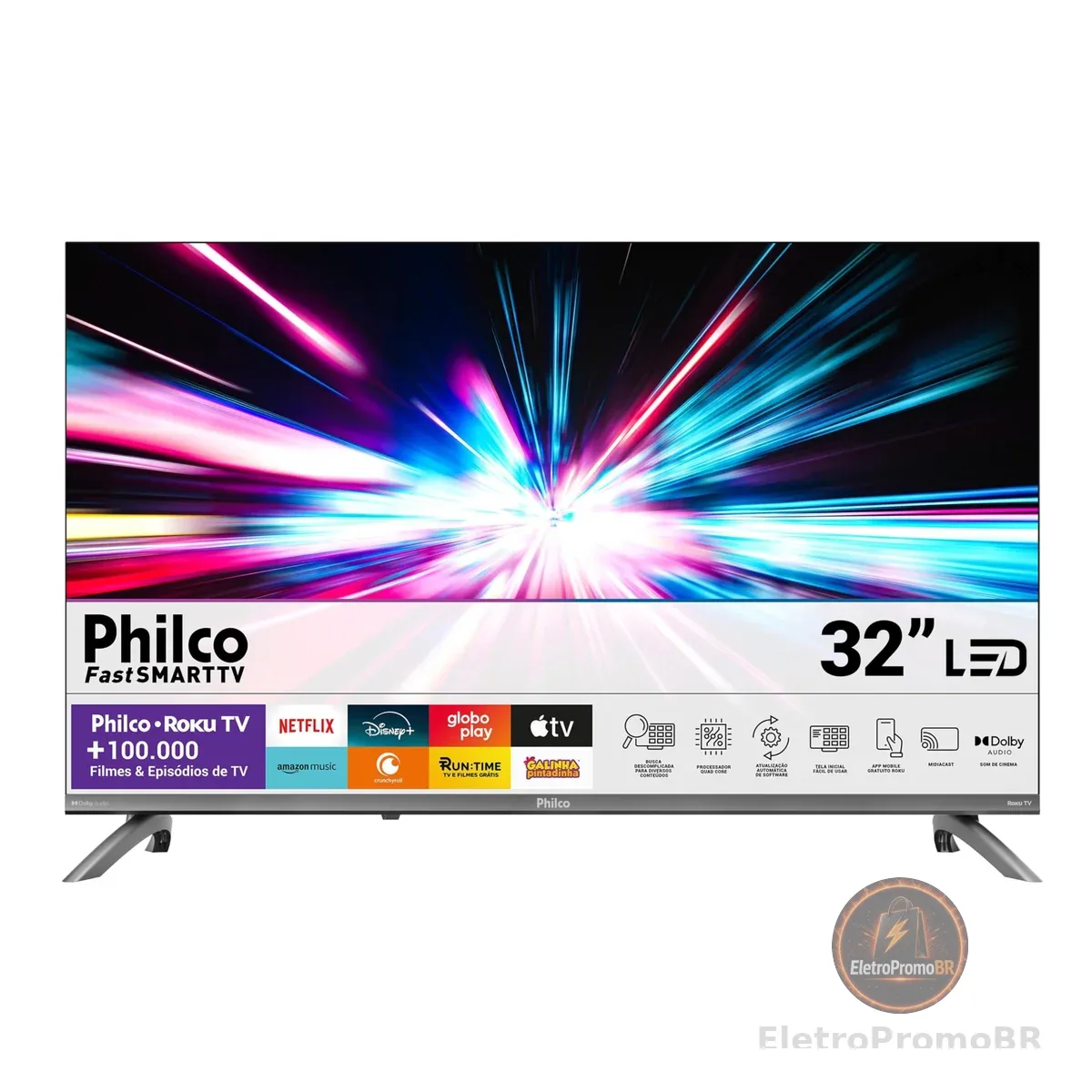 Smart TV 32" Philco Roku TV Dolby Áudio HDR10 P32CRB