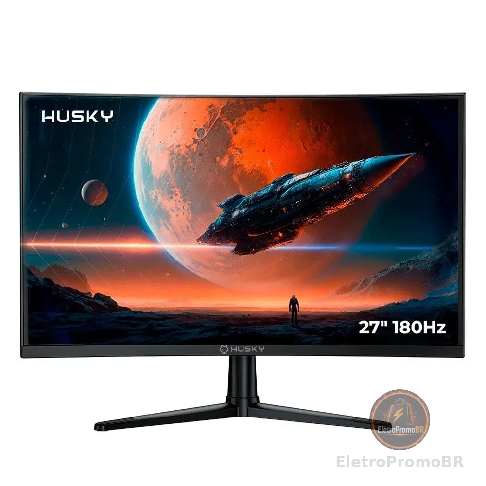Monitor Gamer Curvo Husky Boreal 27", FHD, 180Hz, 1ms, Adaptive Sync, VA, DisplayPort e HDMI, HDR - HMG00527PT