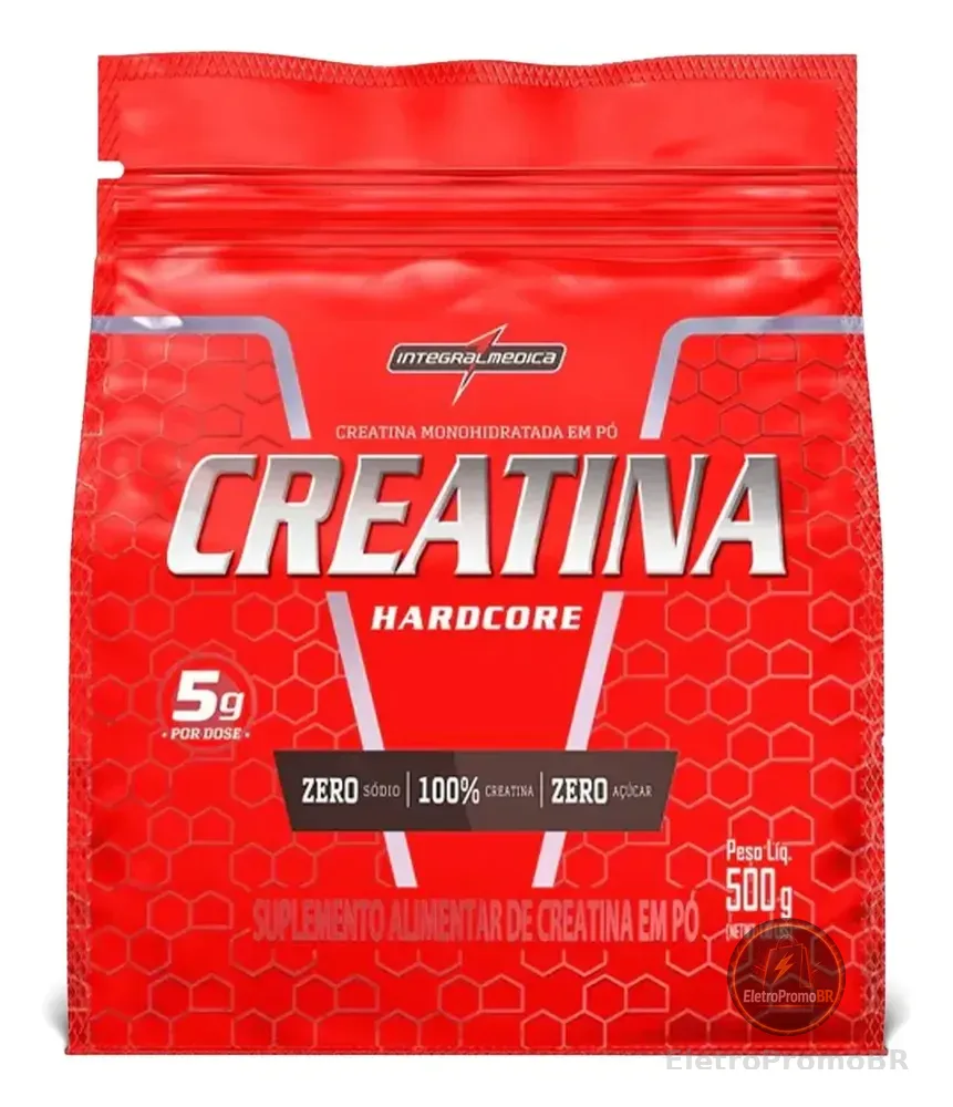 Creatina Hardcore Monohidratada 500g Pó Pouch Integralmédica Sem Sabor