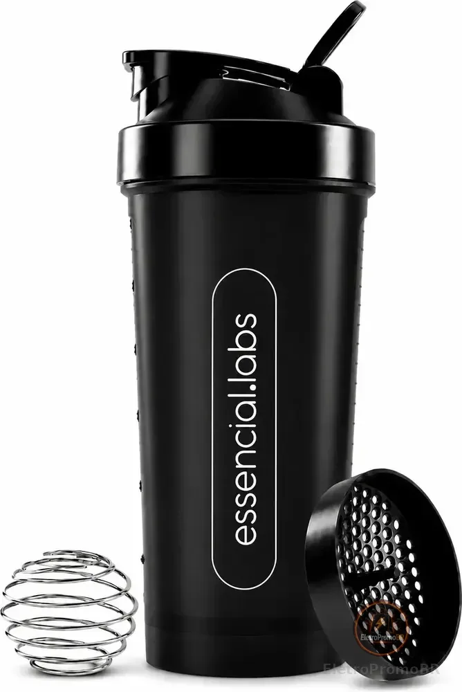 COQUETELEIRA / SHAKER Academia BPA Free Cor Preto - 600ml