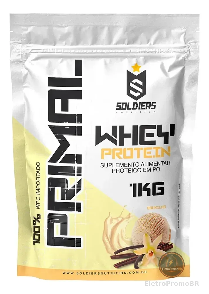 Whey Protein Primal 1kg Soldiers Nutrition Sabor Baunilha