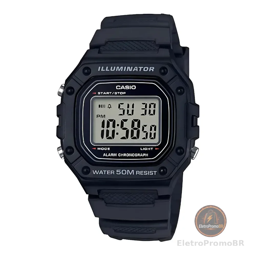 Relógio De Pulso Casio Youth W-218h-1av Preto Cinza/preto