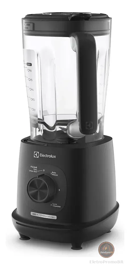 Liquidificador Electrolux 600W de Potência com 2.7 Litros de Capacidade 3 Velocidades Lâmina TriForce e Pés Antiderrapantes EBL700 Preto