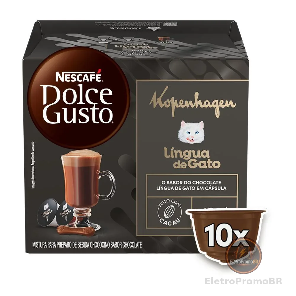 NESCAFÉ DOLCE GUSTO Chococcino Lingua de Gato Kopenhagen - 10 CÁPSULAS