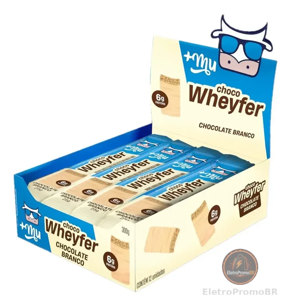 +Mu Chocowheyfer Chocolate Branco 6g proteína- Display 12 Un