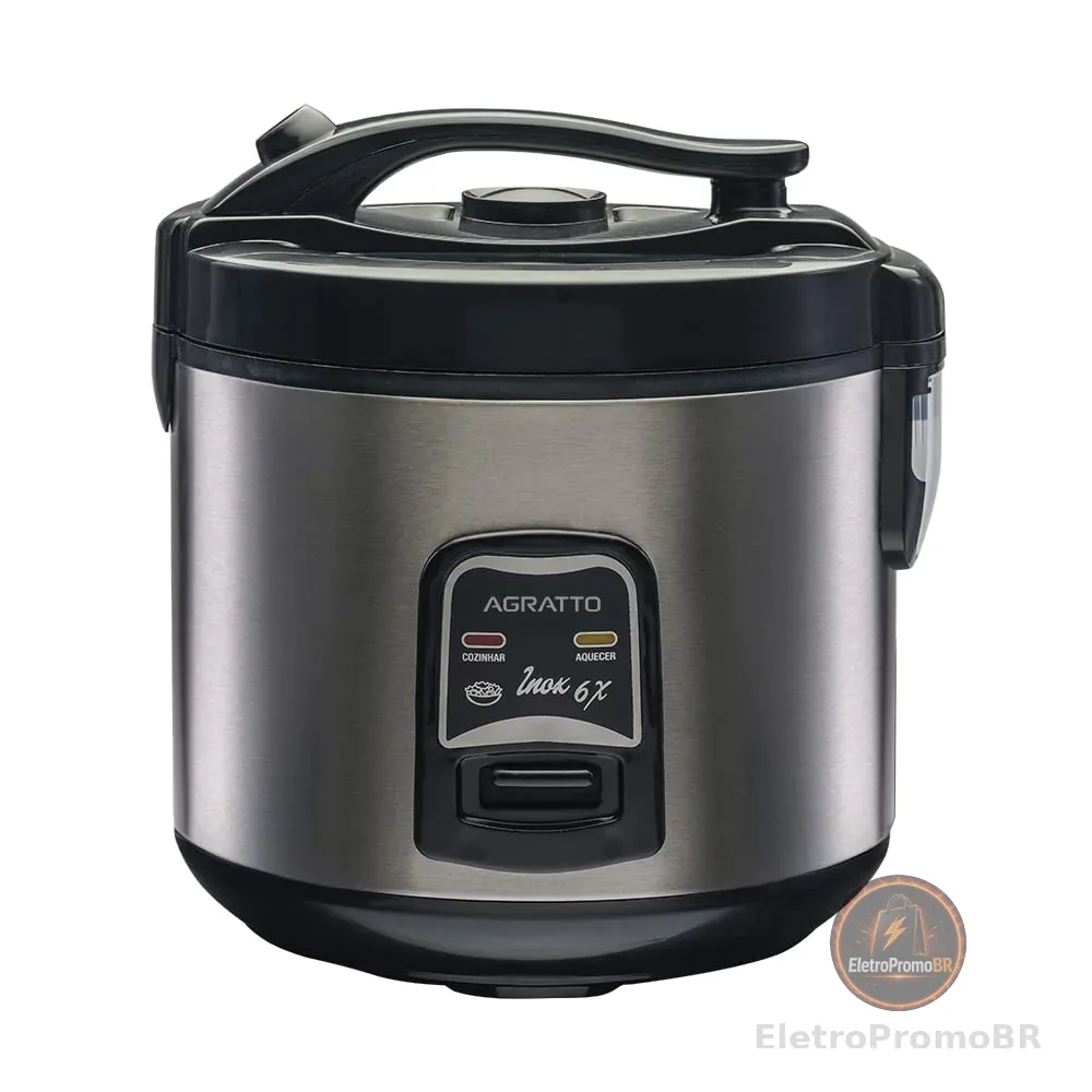 PANELA ELETRICA ARROZ INOX E VISOR VIDRO PAI6X 220V AGRATTO, Agratto, 5956, Inox