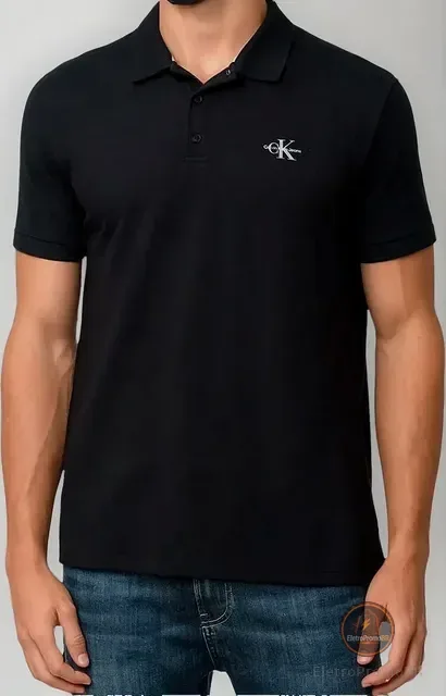 Polo Calvin Klein Jeans Piquet Regular Re Issue Preta