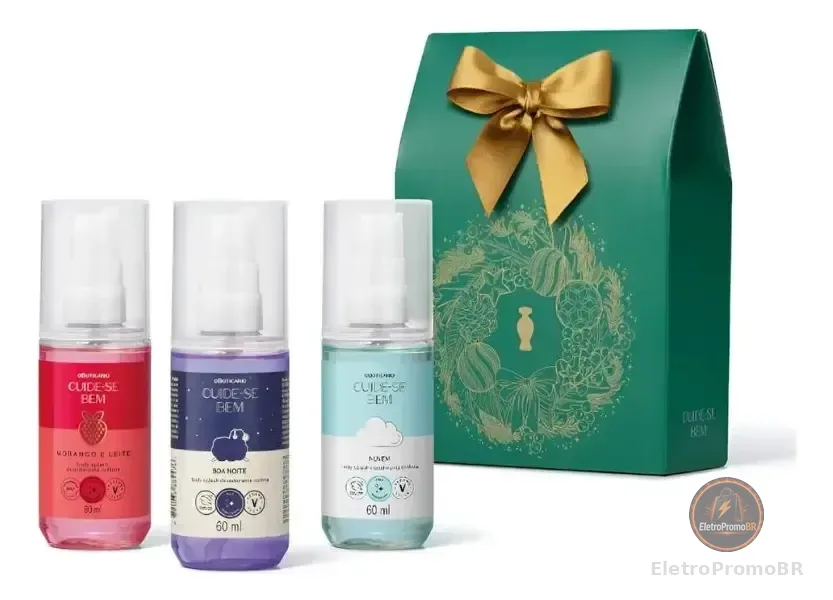 Kit Cuide-se Bem Splashes Sortidos (3 Itens) O Boticário Fragrância Nuvem / Morango e Leite / Boa noite