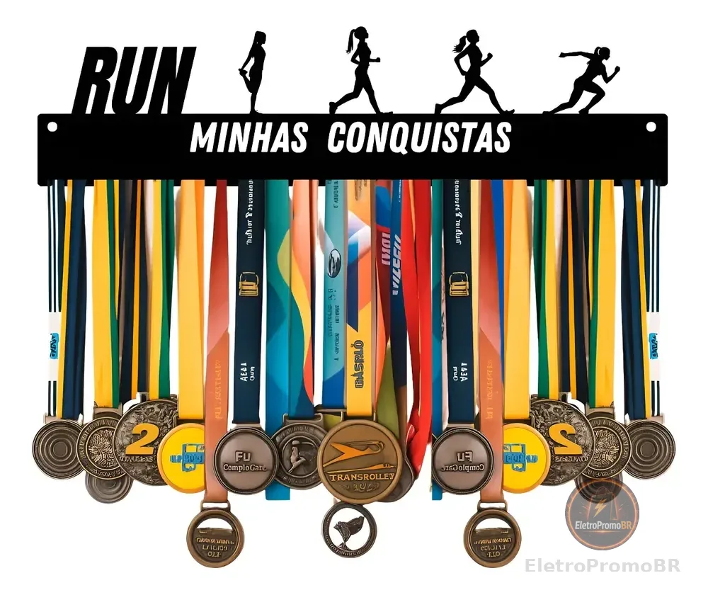 Porta Medalhas Corrida Cardio Suporte Parede Medalha Full Feminino