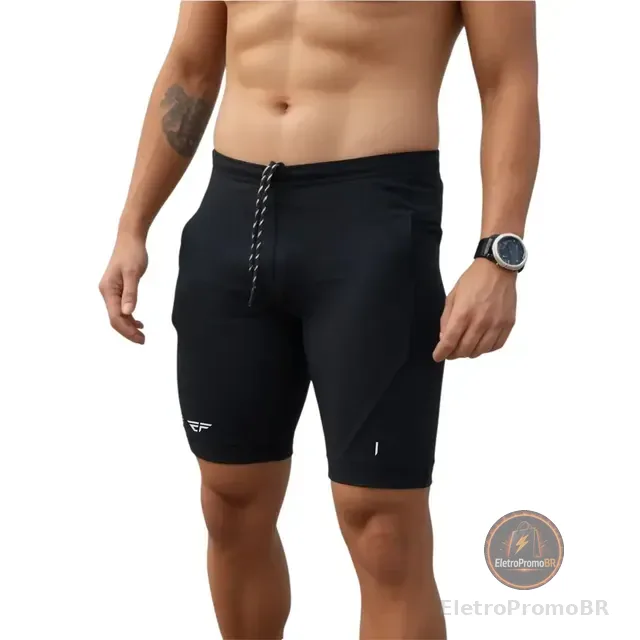 Bermuda De Compressão   Masculina Com Bolso Corrida